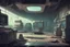 Placeholder: Alien laboratory inside abandoned military base, retro 2D game, commercial movie poster 1970 style