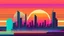 Placeholder: minimal design,shapes, synth-wave, synth-wave sun, synth-wave city, simple,iconic:1.8), synth-wave color in city, comic style
