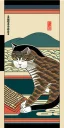 Placeholder: ukiyo-e style painting of a cat typing on a computer