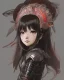 Placeholder: Detailed anime child girl, dark brown hair, black and red dragon scale armour, intricate details, full body portrait, keep head in frame, slight smile, black Japanese motif, concept art, highly detailed, digital painting, concept art, sharp focus, illustration, art by Yoji Shinkawa, WLOP and greg rutkowski and alphonse mucha and artgerm and yanjun Chen and Junji ito and Makoto Shinkai, HDR, octane render