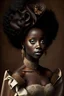 Placeholder: using Rococo style create a dark coffee colored african american bride
