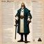 Placeholder: character concept sheet with AD&D statistics and characteristics, [illustration by Norman Rockwell] the doomed bishop character class: Hereditary madness... God/Deicide