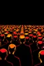 Placeholder: "A conceptual black-and- yellow Red digital illustration of a massive bold heads walking in the same direction, heads up, symbolizing conformity. The atmosphere feels lifeless and repetitive, emphasizing the ordinary mindset of the majority."