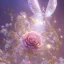 Placeholder: one big crystal subtle flower in a galactic ambiance with a beautiful fairy, transparent petals, delicate colors, in the foreground, full of details, smooth，soft light atmosphere, light effect，vaporwave colorful, concept art, smooth, extremely sharp detail, finely tuned detail, ultra high definition, 8 k, unreal engine 5, ultra sharp focus