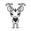 Placeholder: cute Antelope, black and white, white background, clean lines, coloring page for kids, cartoon