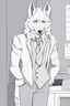 Placeholder: a humanized wolf that is a work assistant