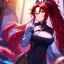 Placeholder: Clear focus, 8k, beautiful lighting, vibrant colors, girl, red hair, long hair, vibrant purple eyes, ponytail, messy hair, black stockings, chinese clothes, Kung Fu,