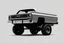 Placeholder: front corner 1973 GMC square body truck(lifted) facing to viewer's left, gray background, high contrast black and white vector