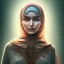 Placeholder: close up portrait of woman in hijab, fine detail, highly intricate, modern surrealism painting, defined cracks and breaks, high-quality, volumetric lighting, 8k, ultrahd, George Grie, Marco Escobedo, Igor Morski,Brian Froud, Howard Lyon, Selina French,