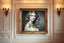 Placeholder: a very beautiful lady photo in pretty frame hanging a wall in a luxury galery stage