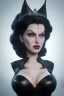 Placeholder: Lana Turner as evil queen in black leather, leather, busty, cleavage, angry, stern look. character design by cory loftis, fenghua zhong, ryohei hase, ismail inceoglu and ruan jia. unreal engine 5, artistic lighting, highly detailed, photorealistic, fantasy