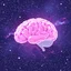 Placeholder: 16 bit pixelart of a bare transparent pink human brain flying trough the universe, background galaxy's
