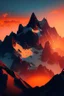 Placeholder: big rock mountains with and orange dawn sky with no clouds close montains