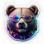 Placeholder: sticker on white background, 3d Head of a Bear with glasses, psychedelic, octane render, unreal engine 5, DMT art, funny, smiling