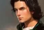 Placeholder: a young male with shoulder length black hair and green eyes, smirk