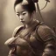 Placeholder: full portrait of wonderful japanese woman samurai,big breasts torn clothes, high detail, volumetric lighting, tiny features, intricate detail,volumetric clouds