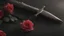 Placeholder: photoreal magnificent magical dagger engraved with crossed roses by lee jeffries, otherworldly, in the style of fantasy movies, photorealistic, shot on Hasselblad h6d-400c, zeiss prime lens, bokeh like f/0.8, tilt-shift lens 8k, high detail, smooth render, unreal engine 5, cinema 4d, HDR, dust effect, vivid colors