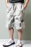 Placeholder: Man's news paper pattern long shorts