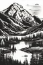 Placeholder: vector logo of a mountain and a lake. black and white