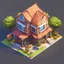 Placeholder: create a orange fruits into cartoonist house style model isometric view for mobile game bright colors render game style