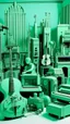 Placeholder: A mint color metropolis made out of instruments instruments painted by Andy Warhol