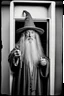 Placeholder: Gandalf taking serie of BW photos inside photo booth.