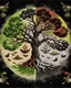 Placeholder: The tree of life consists of four seasons: spring, summer, autumn, winter, along with light and darkness, star, moon, sun, yang-ying, water, wind, soil, fire, love