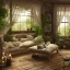 Placeholder: a gorgeous, stunning room with large window and mystical forest view, decorative pillows on rustic wood floor, candles, gauzy curtains, plants, tranquil, 8k resolution, high-quality, fine-detail, digital art, detailed matte, volumetric lighting, illustration, 3D octane render, brian froud, howard lyon, selina french, annie stokes, lisa parker, greg rutowski,