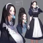 Placeholder: High quality, Detailed, Black long hair, Purple eyes, mouth open, blushing, maid clothes, concept art, clothes kinda reavling