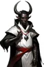 Placeholder: En Young male Black skin black hair tiefling Wizard with large horns glowing Silver and White symbols Everywhere on his body. He's wearing silver and White Rope and a silver cloak. His horn a perfectly place on acet from the front to the back pointing upwards with glowing Red cat Eyes. His close is elegant get simple his horns Are Same size.