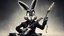 Placeholder: dark melancholic Bugs bunny deppressed doing music rock and roll dark heavy metal on a scene alcoholic, ciggaretes