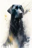 Placeholder: A portrait of black Labrador by Willem Haenraets, watercolor, wet on wet and splattering techniques, centered, perfect composition, abstraction, surrealism