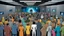 Placeholder: photo from the futuristic waiting room of a studio, a large crowd waits in a giant room. the aliens mutant humans, strange fantastical creatures, droids, and a few human-like beings of all sizes, colors, shaped and looks, stand in the crowd. high detalied, sharp focus, photorealistic, sci-fi style Professional photography, bokeh, natural lighting, canon lens, shot on dslr 64 megapixels , perfect shot