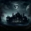 Placeholder: A black dark palace with a moon painted by Ivan Aivazovsky