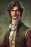 Placeholder: thirty-year-old sorcerer, handsome and kind face, with tanned skin, brown hair and green eyes, dressed as a 18th century countryside teacher