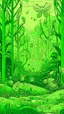 Placeholder: A lime green forest with insects in Art Nouveau art style