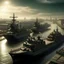 Placeholder: beautiful city with war tankers