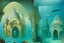 Placeholder: An underwater city with arches and domes by artists "Leonora Carrington" "Leonardo da Vinci" and "Beatrix Potter"