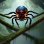 Placeholder: closeup on spider with big spider web ,wooden bridge in magical forest, spray painting, foliage frame, fantasy art , movie poster, Realistic photography, incredibly detailed, ultra high resolution, 8k, complex 3d render, cinema 4d, color corrected