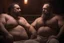 Placeholder: full body shot photography, two muscular chubby ugly burly marocan men , sweat, bulge, masculine hairy 43 year old man, curly hair, manly chest, curly beard ,big shoulders, big arms, big legs, bulge,, ambient occlusion , lying down sleeping in a steamy Sauna, super high resolution, 8k, dim light, side light, ultra hyper realistic, frontal view