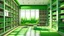 Placeholder: Modern green library interior with sunlight. Decor and desing concept. 3D Rendering