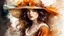 Placeholder: Vintage art, brown and orange shades, sunny day, straw hat for woman, summer dress, splashes of art, in the style of Dante Gabriel Rossetti, Yossi Kotler, Camilla D'Errico, masterpiece, fine art in the style of Carne Griffiths, Paula Hoppe
