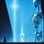 Placeholder: The Grim Reaper and the Skeleton in Tron world, discussing the future of the universe, art by Magritte and Pixar