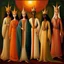 Placeholder: full_body:: young odalisques in magnificent robes:: in a 1001 Nights palace at sunset:: by artist "Leonora Carrington", by artist "Tarsila do Amaral":: Cinematic lighting with shadows emphasizing the character's determination:: eye_level perspective::