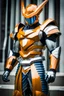 Placeholder: Goku wearing futuristic armor, photograph