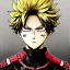 Placeholder: Detailed anime portrait of bakugo from my hero academia, gold hair and golden eyes, black suit, intricate details, full body portrait, keep head in frame, slight smile, black Japanese motif, concept art, highly detailed, digital painting, concept art, sharp focus, illustration, art by Yoji Shinkawa, WLOP and greg rutkowski and alphonse mucha and artgerm and yanjun Chen and Junji ito and Makoto Shinkai, HDR, octane render