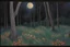 Placeholder: Night, trees, flowers, horror, japanese manga style, rocks, fernand toussaint, gustave caillebotte, and otto pippel impressionism paintings