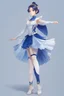 Placeholder: ballerina outfit, blue tones in the style of genshin impact