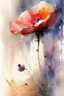 Placeholder: A poppy by Willem Haenraets, watercolor, wet on wet and splattering techniques, centered, perfect composition, abstraction, surrealism
