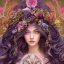 Placeholder: portrait,"Insanely detailed photograph of a beautiful Queen of the light Goddess,gorgeous clean face, highly intricate dress,intricately designed colorful flowers in hair,elegant, highly detailed hair, digital painting, artstation, concept art, smooth, sharp focus, illustration, art by artgerm and greg rutkowski, alphonse mucha,Dan witz, 8 k,looking downward,album cover art,fantasy